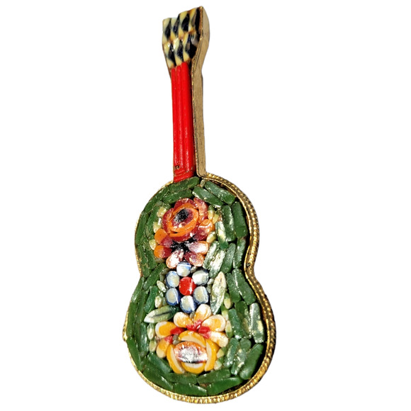 unbranded Jewelry - Vintage Pin Brooch Micro Mosaic Guitar